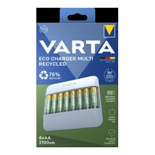 VARTA Eco Charger Chargeur 8x AA 2100mAh Recycled