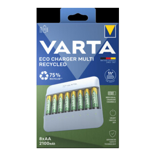 VARTA Eco Charger Ladegerät 8x AA 2100mAh Recycled