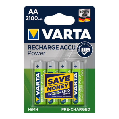 VARTA Power Accu R2U Mignon AA, HR06, 2100 mAh