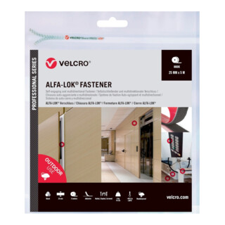 VELCRO ALFA-LOK Alfa-Lok® Fastener 5m Hakenband 25mm Schwarz