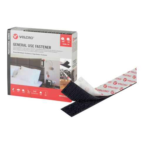 VELCRO Bande auto-agrippante usage général 5m Crochet + boucle 20mm noir