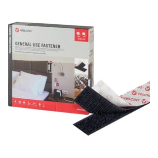VELCRO Klettband General Use Fastener 25m Hakenband+Flauschband 20mm Schwarz