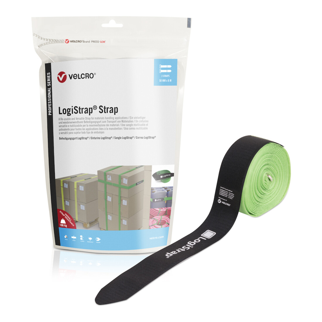 VELCRO LogiStrap® Befestigungsgurt, 50mm x 6m, grün, 2 Stück