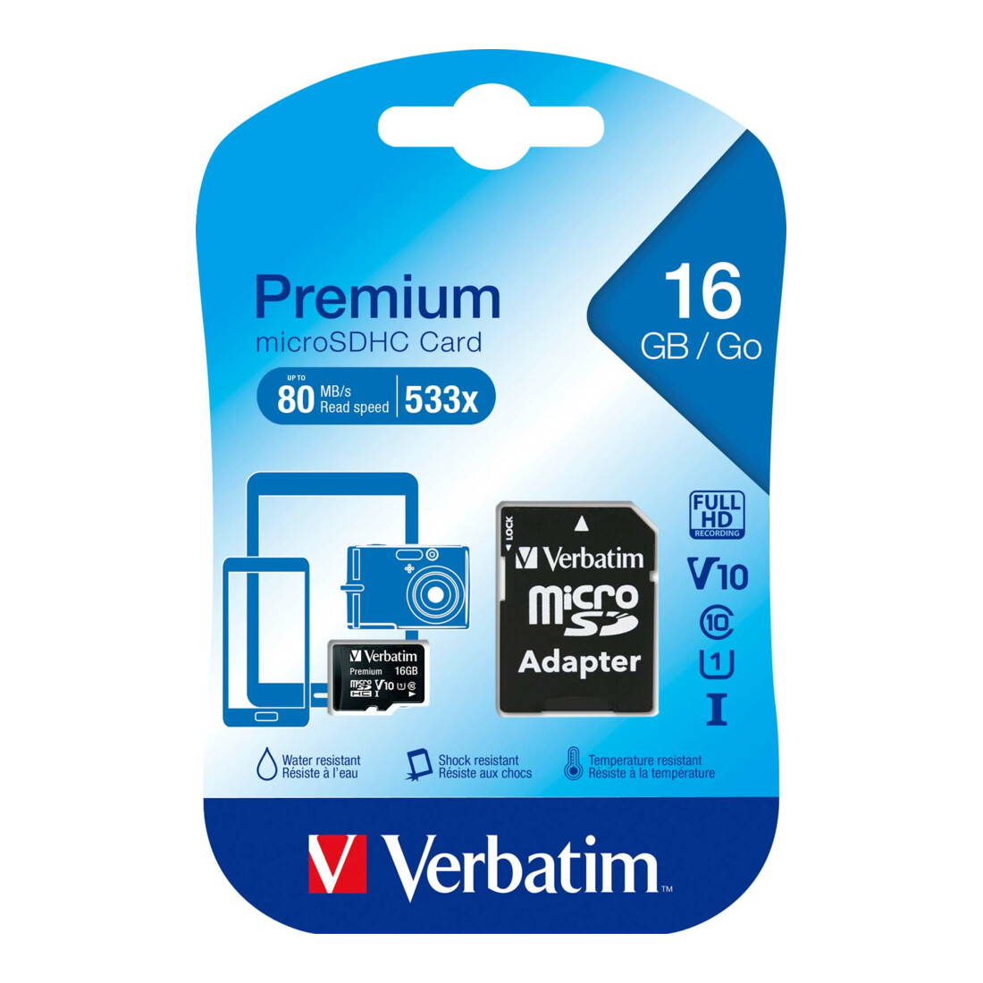 Verbatim Carte microSDHC 16GB Classe 10 44082