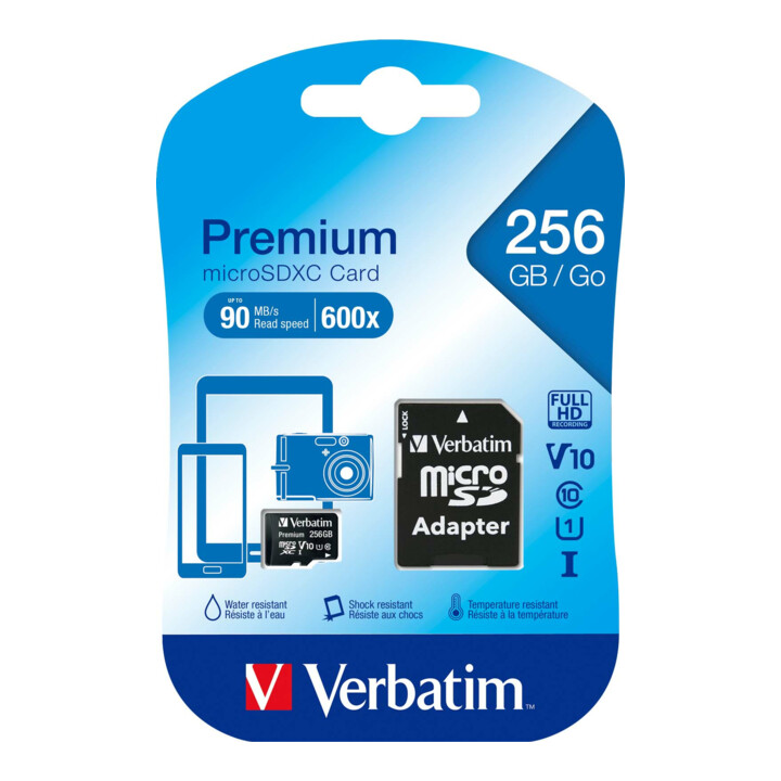 Verbatim Carte microSDXC 256GB Classe 10, U1, Premium 44087