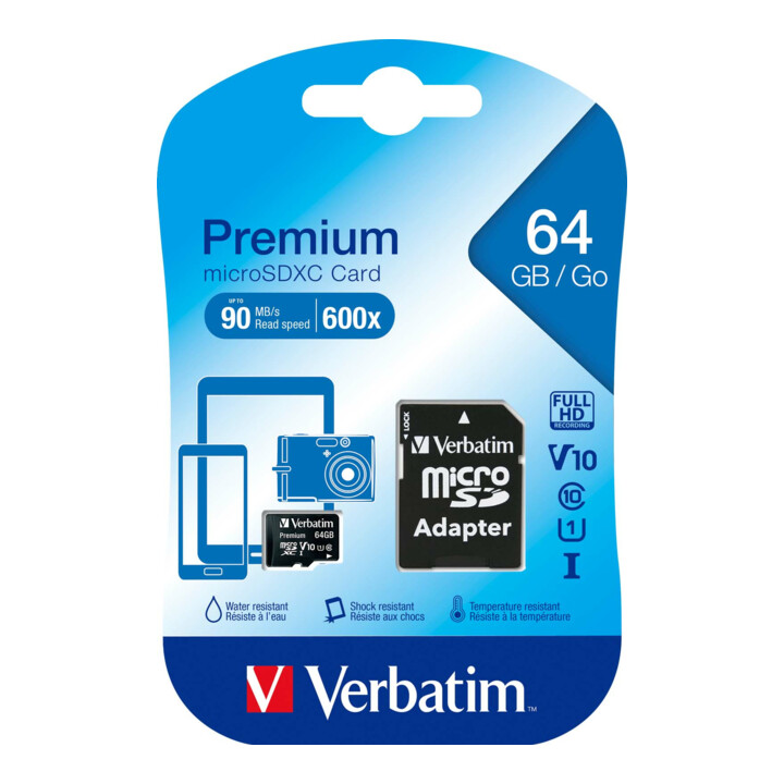 Verbatim Carte microSDXC 64GB Classe 10, UHS-I 44084