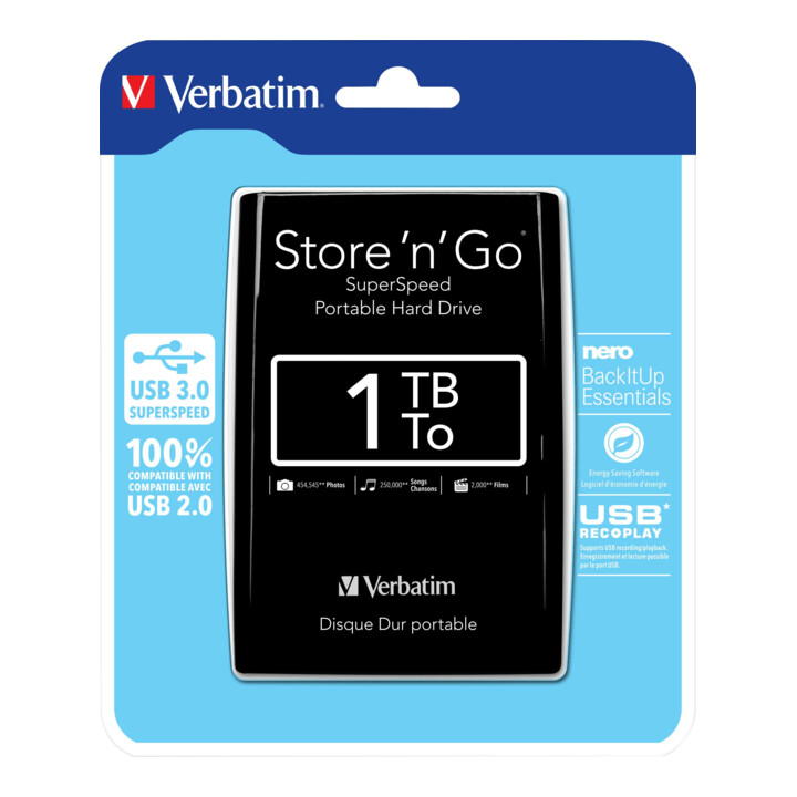 Verbatim Disque dur externe 1TB USB 3.0, 6,35 cm (2,5") 53023