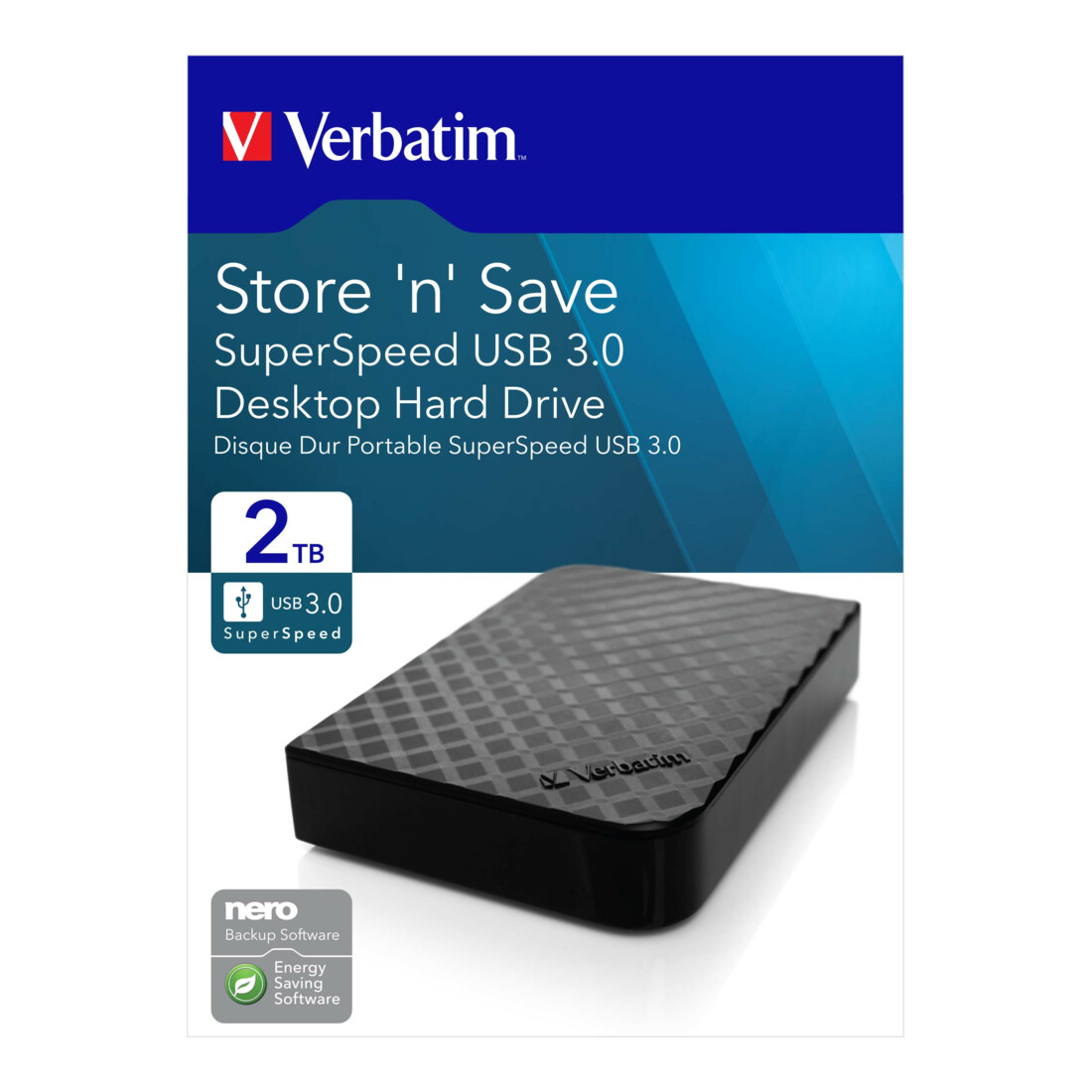Verbatim Disque dur externe 2TB USB 3.0, 8,89 cm (3,5") 47683