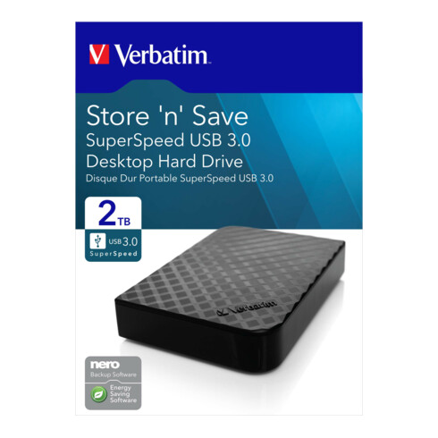 Verbatim Festplatte 2TB USB3.0 Extern,8,89cm(3,5Z) 47683