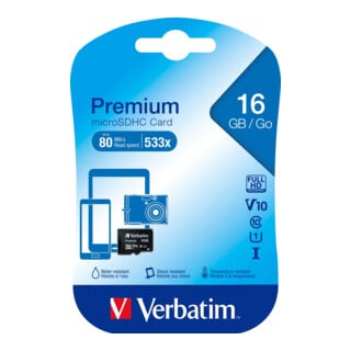 Verbatim microSDHC Card 16GB Class 10 44010