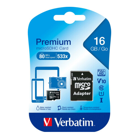 Verbatim microSDHC-Card 16GB Class 10 44082