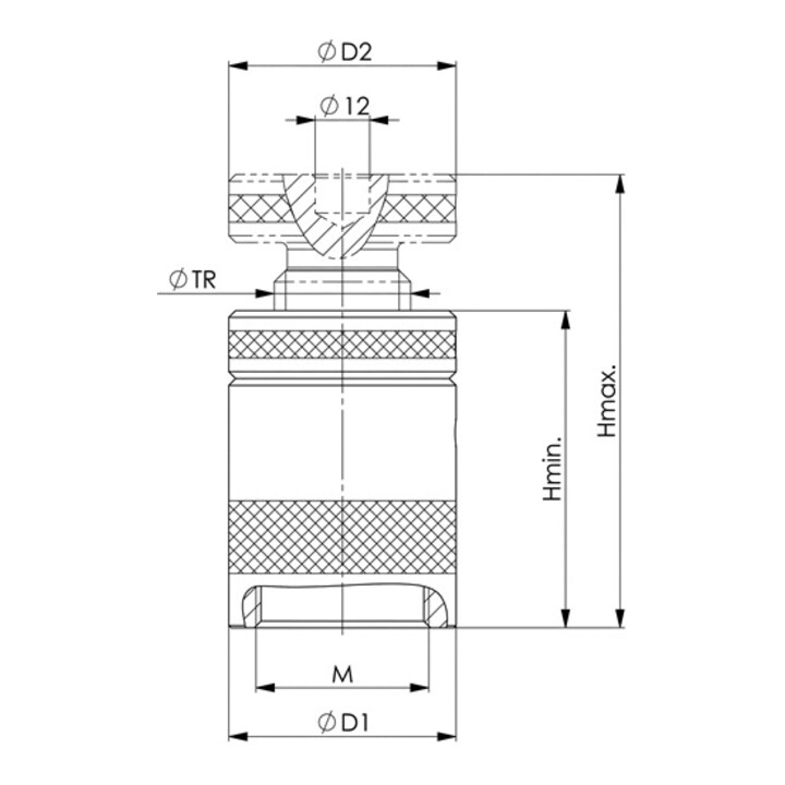 Vérin à vis en aluminium AMF no.6401 taille 52