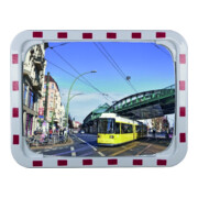 Verkehrsspiegel H800xB1000mm Kunststoff,rot/weiß 27m