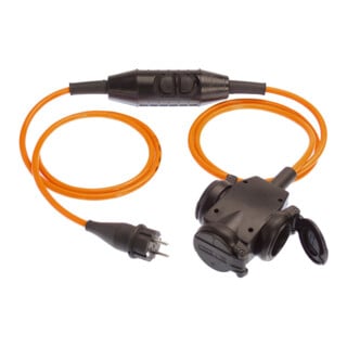 Verlängerung, PRCD-S, câble 3 m H07BQ-F3G2,5 orange IP 44, prise 3 voies avec