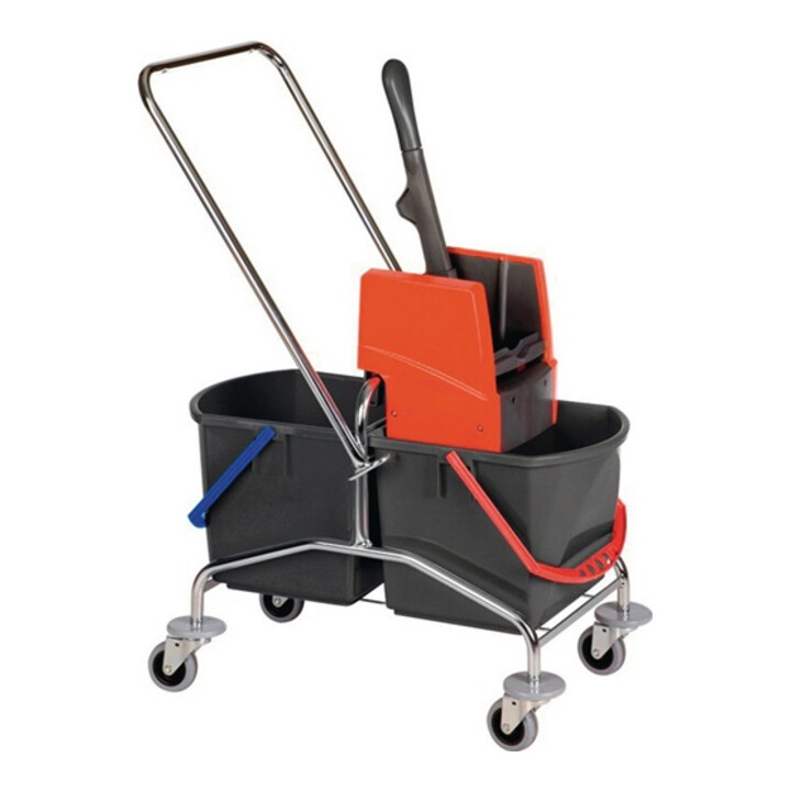 Vermop Reinigungswagen L1040xB410xH900mm 2 Eimer 17l rot/blau Ausguss u.Ku.-Presse