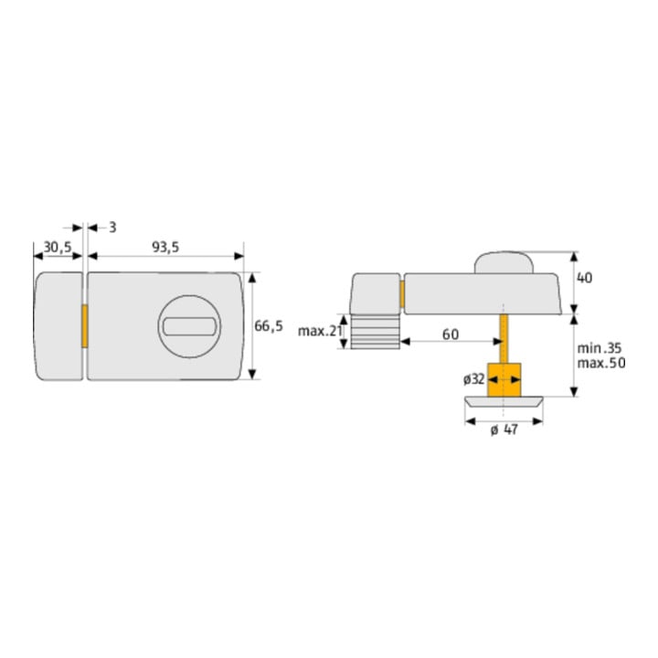 Verrou de porte supplémentaire ABUS 2110 S CL/DFNLI