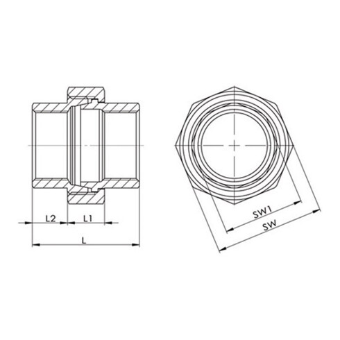 Verschraubung I/I kon.NPS=1/4 Zoll L 30mm L1=12mm L2=9mm SPRINGER