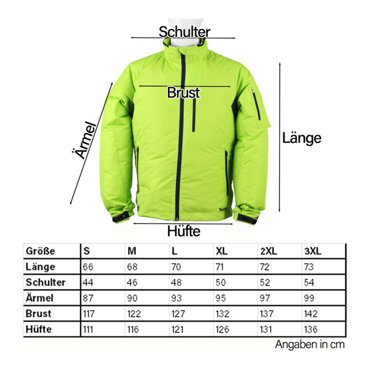 Veste climatique Makita sans fil, jaune, taille 3XL (DFJ212Z3XL)
