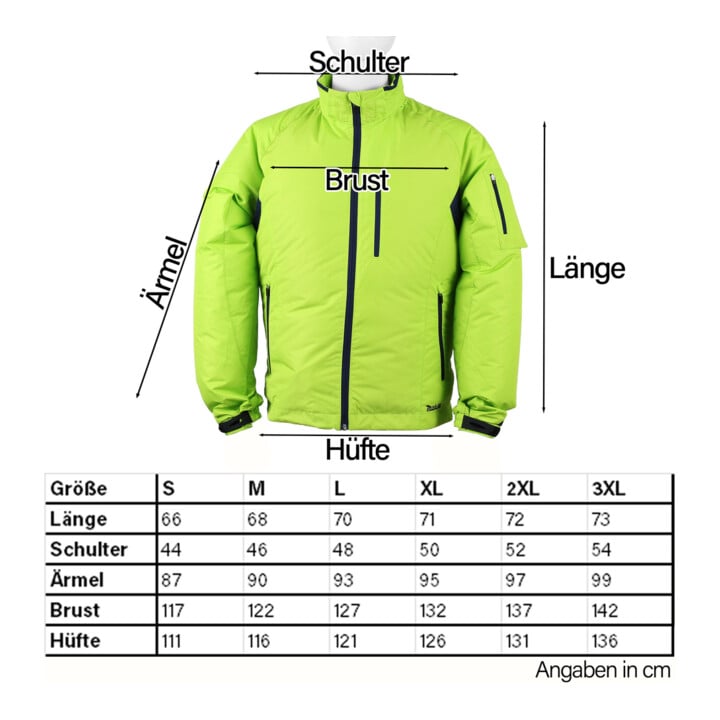Veste climatique pour batterie Makita, jaune taille 2XL (DFJ212Z2XL)