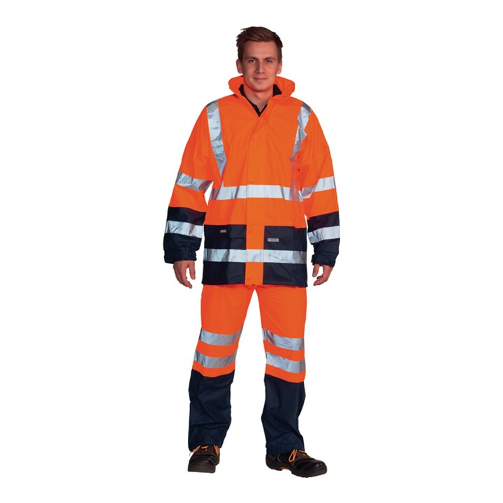 Veste de pluie et de signalisation HIGH - VIS taille XXL orange/marine 75 % PES