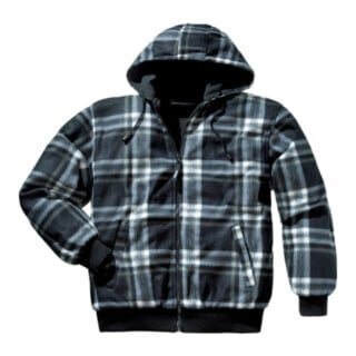 Veste thermo réversible noir-blanc à carreaux ou uni noir