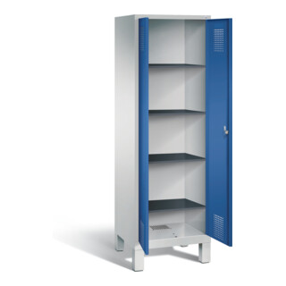 C+P Armoire à linge Evolo, H1850×I610×P500 mm, façade bleu gentiane, corps gris clair (48212-20b)