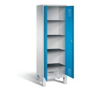 C+P Armoire à linge Evolo, H1850×I610×P500 mm, façade bleu clair, corps gris clair (48212-20b)
