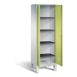 C+P Armoire à linge Evolo, H1850×I610×P500 mm, façade vert viridian, corps gris clair (48212-20b)