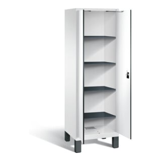 C+P Armoire à linge Evolo, H1850×I610×P500 mm, façade décor blanc, corps blanc trafic (48212-20B)