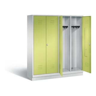 C+P Armoire Classic noir et blanc, H1800×I1590×P500 mm, façade vert viridian, corps gris clair (8022-42)