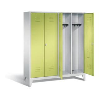 C+P Armoire Classic noir et blanc, H1850 × I1590 × P500 mm, façade vert viridian, corps gris clair (8012-42)