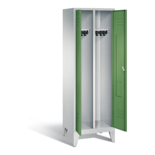 C+P Armoire Classic noir-blanc, H1850×I610×P500 mm, façade vert réséda, corps gris clair (8012-20)