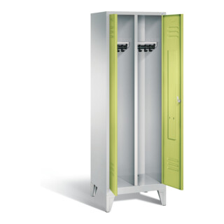 C+P Armoire Classic noir-blanc, H1850×I610×P500 mm, façade vert viridian, corps gris clair (8012-20)