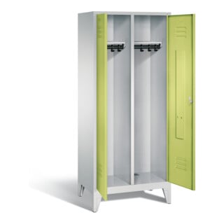 C+P Armoire Classic noir et blanc, H1850×I810×P500mm, façade vert viridian, corps gris clair (8012-22)