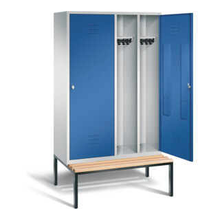 C+P Armoire Classic noir et blanc, H2090×I1190×P815 mm, façade bleu gentiane, corps gris clair, châssis gris noir (8250-40)