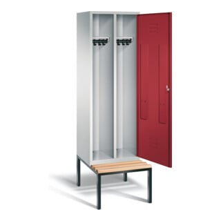 C+P Armoire Classic noir et blanc, H2090×I610×P815 mm, façade Rubinrot, corps gris clair, châssis gris noir (8250-20)