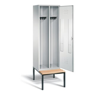 C+P Armoire Classic noir et blanc, H2090×I610×P815 mm, façade gris clair, corps gris clair, châssis gris noir (8250-20)
