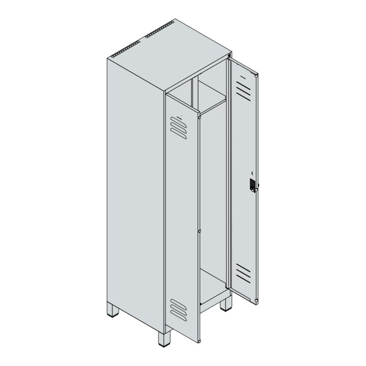 C+P Armoire à casiers Classic PLUS noir et blanc, pieds, verrou de sécurité rotatif