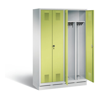 C+P Armoire à casiers Evolo noir et blanc, H1800×I1190×P500 mm, façade vert viridian, corps gris clair (48022-40)