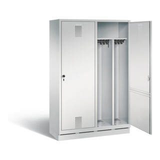 C+P Armoire à casiers Evolo noir et blanc, H1800×I1190×P500 mm, façade gris clair, corps gris clair (48220-40)