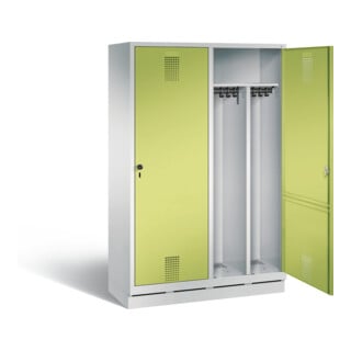 C+P Armoire à casiers Evolo noir et blanc, H1800×I1190×P500 mm, façade vert viriding, corps gris clair (48220-40)