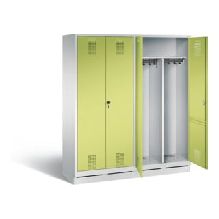 C+P Armoire à casiers Evolo noir et blanc, H1800×I1590×P500 mm, façade vert viridian, corps gris clair (48022-42)