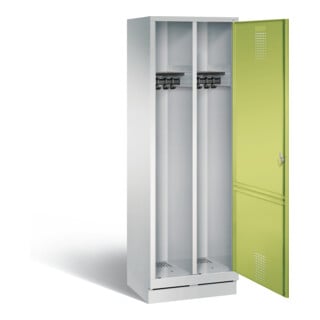 C+P Armoire à casiers Evolo noir et blanc, H1800 × I610 × P500 mm, façade vert viridian, corps gris clair (48220-20)