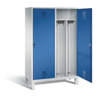 C+P Armoire noire et blanche Evolo, H1850×I1190×P500 mm, façade Enzianblau, corps gris clair (48210-40)