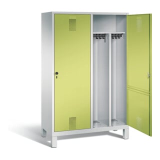 C+P Armoire à casiers Evolo noir et blanc, H1850 × I1190 × P500 mm, façade vert viridian, corps gris clair (48210-40)