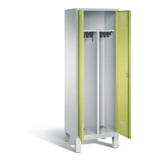 C+P Armoire à vêtements Evolo noir et blanc, H1850×I610×P500mm, façade vert viridian, corps gris clair (48012-20)