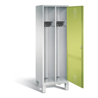 C+P Armoire à casiers Evolo noir et blanc, H1850 × I610 × P500 mm, façade vert viride, corps gris clair (48210-20)