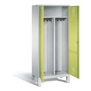C+P Armoire noire et blanche Evolo, H1850 × I810 × P500 mm, façade vert viridian, corps gris clair (48012-22)