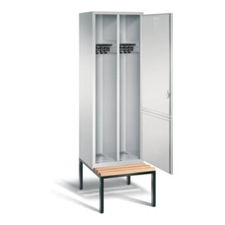 C+P Armoire à casiers Evolo noir et blanc, H2090×I610×P500mm, façade gris clair, corps gris clair, cadre gris noir (48250-20)