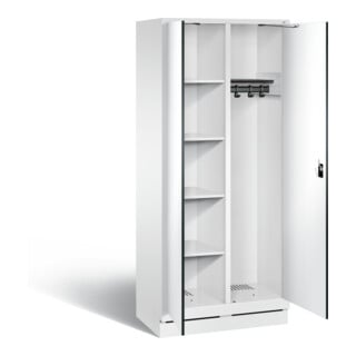 C+P Armoire à produits de nettoyage Evolo, H1800×I810×P500 mm, façade décor blanc, corps blanc trafic (48160-22)